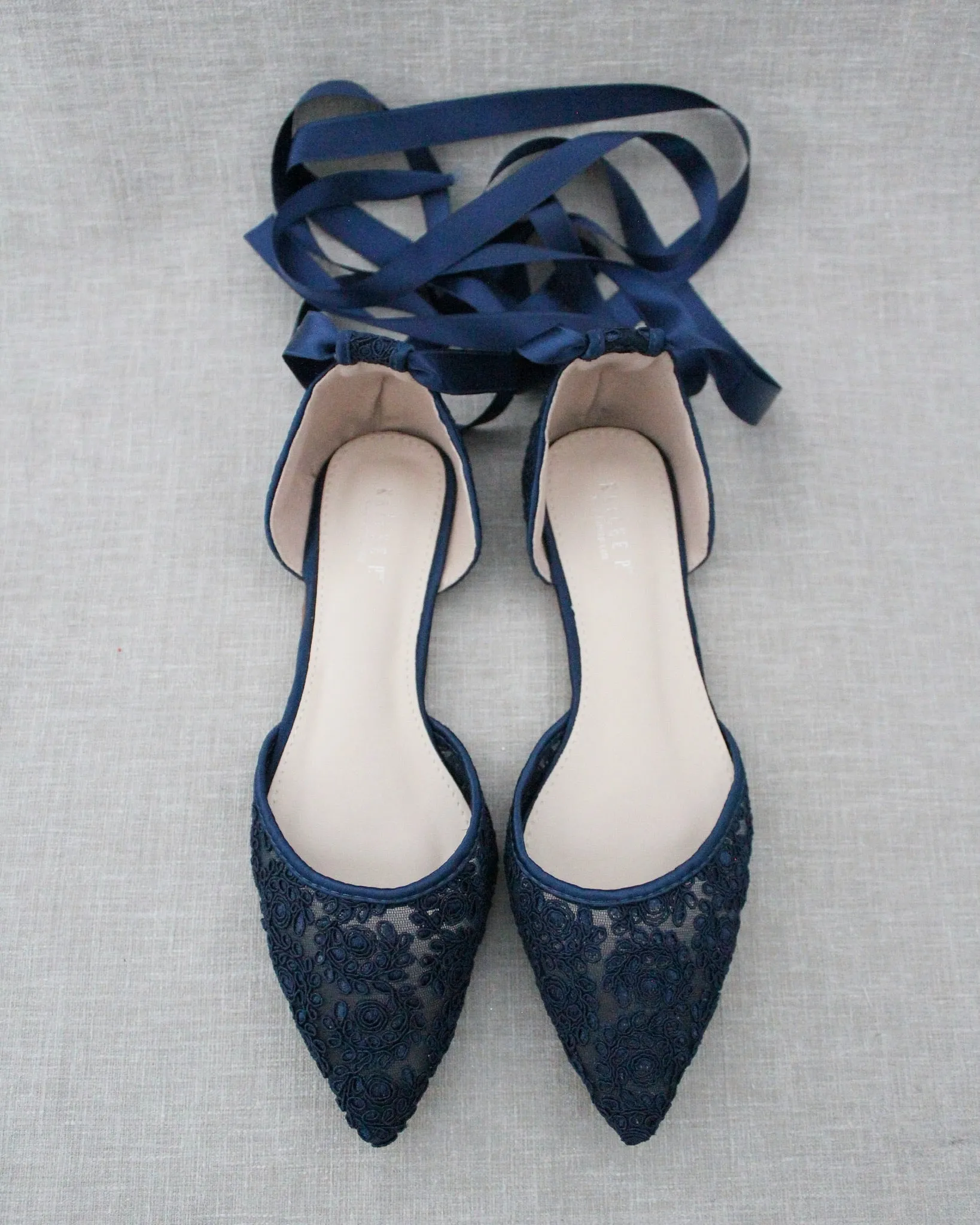Crochet Lace Pointy Toe with Ankle Tie or Ballerina Lace Up