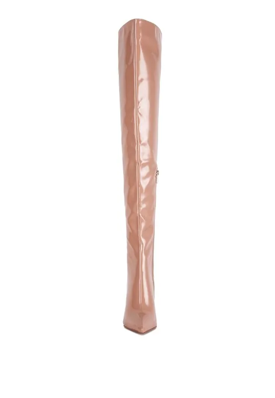 Shiny Stiletto Knee High Boots